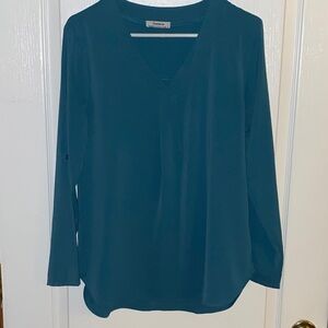 Teal V-Neck Blouse, M, NWOT
